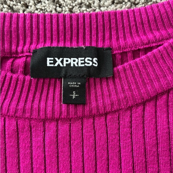 Express Fuchsia Ribbed Knit Top - Picture 2 of 2